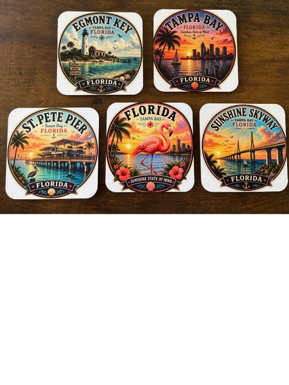 Florida Gulf Coast Magnet Set โ Sea Turtle, Manatee, Pelican, Clearwater Beach - Picture 1 of 1